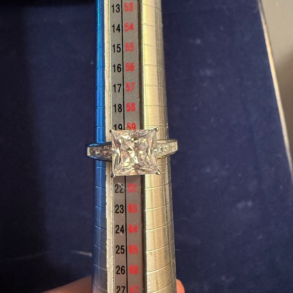 Diamonique Sterling Silver Princess Cut CZ Ring - Picture 4 of 6